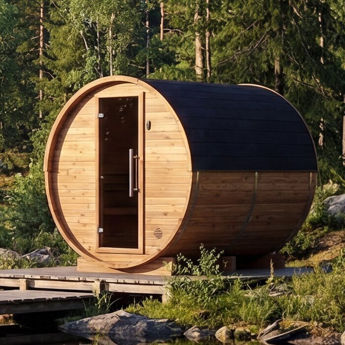 Produktbilde av tønnebadstue HCF-225 i Thermowood.