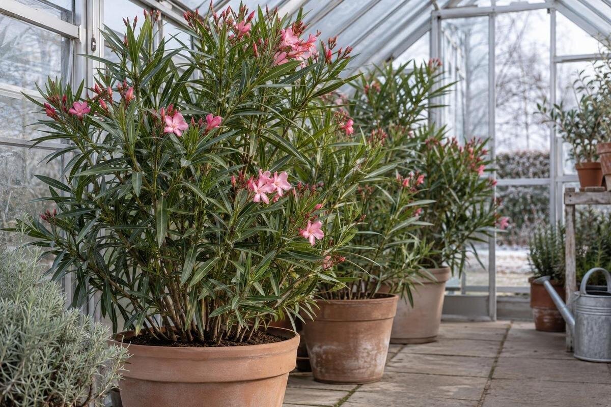 Overvintre oleander i drivhus: vinterstell og trygg håndtering
