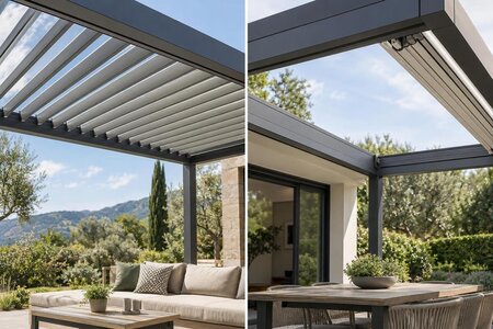 Vridbare eller uttrekkbare lameller til pergola?