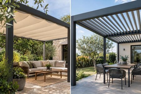 Pergola med takduk eller aluminiumslameller?