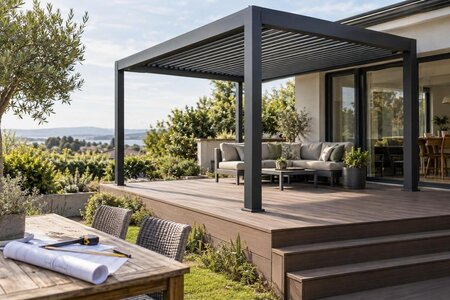 Tre- og komposittdekke: Planlegging for pergola