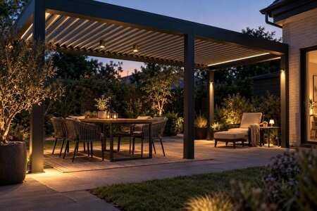 Belysningsplan for pergola: lys til måltider, lesing og stemning