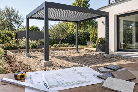 Planlegg pergola før terrassen bygges ferdig