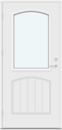 Profilert panel, 1 bueformet fresing med linjer, 1 bueformet glass