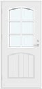 Profilert panel, 1 bueformet fresing med linjer, 1 bueformet glass med sprosser