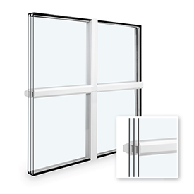 Tre (på innsiden) + Aluminiums (på utsiden) sprosser med visuell deling (duplex) 26x12 mm