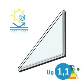 2-lags isolerglass Super LowE 1.0 belegg med varm kant (CHR)